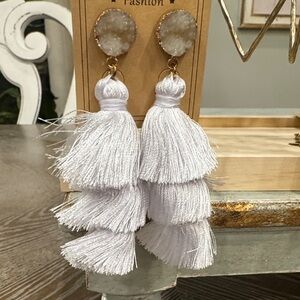 White Tassel Earrings
